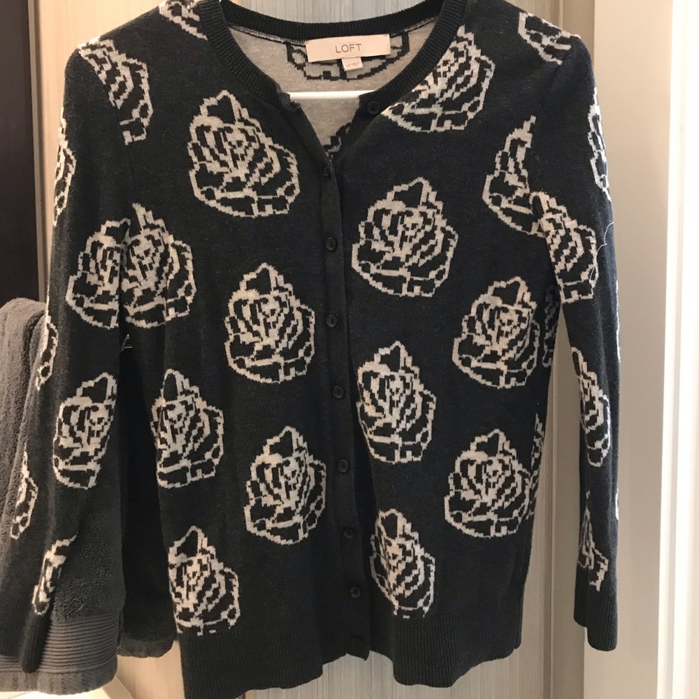 LOFT charcoal cardigan - hardly ever worn!